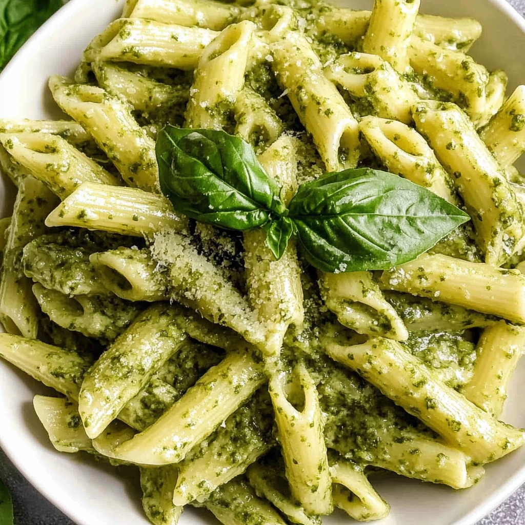 Recipe preparation for Cheese Pesto Pasta