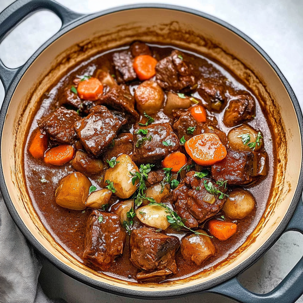 Recipe preparation for Classic Beef Bourguignon