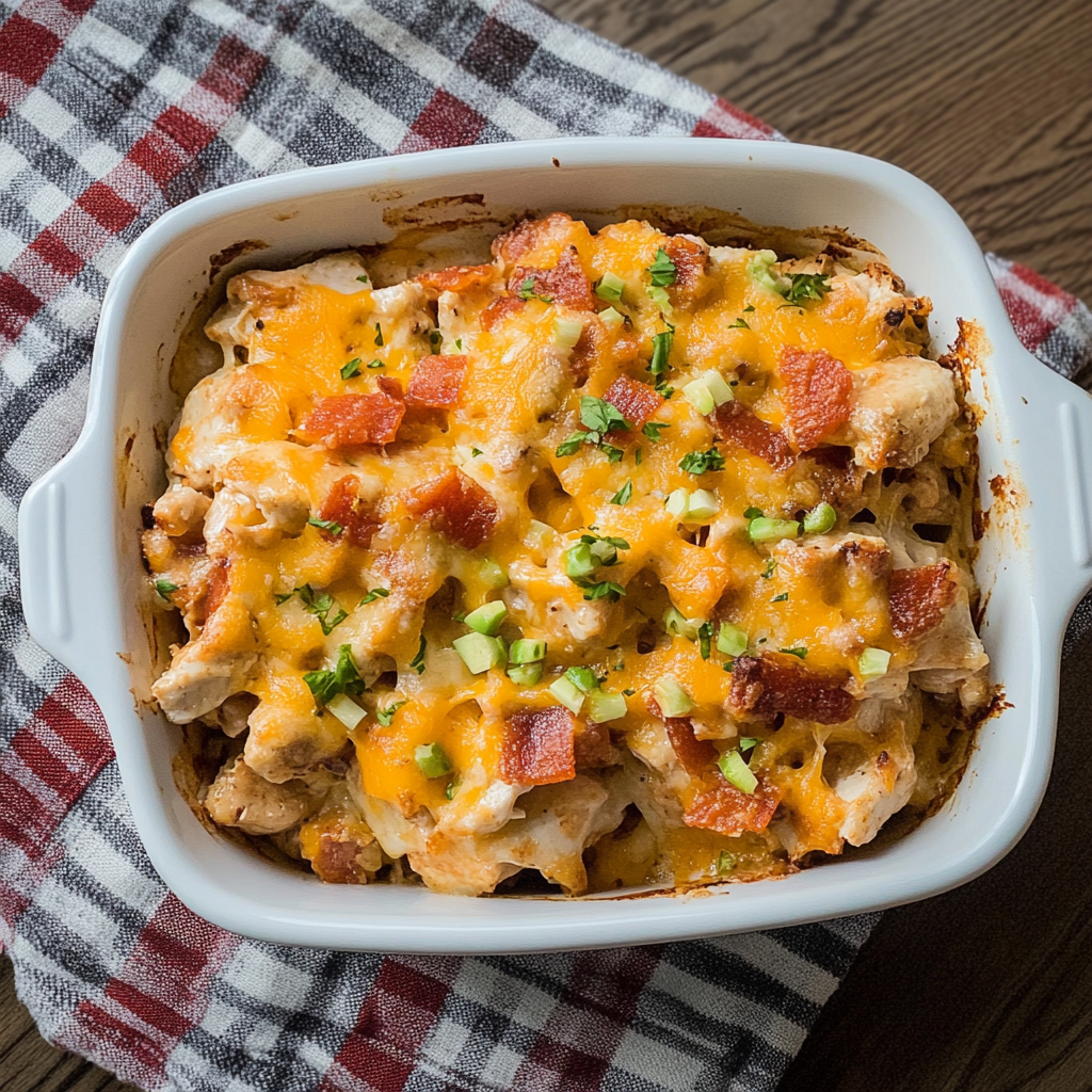 Recipe preparation for Buffalo Chicken Bake