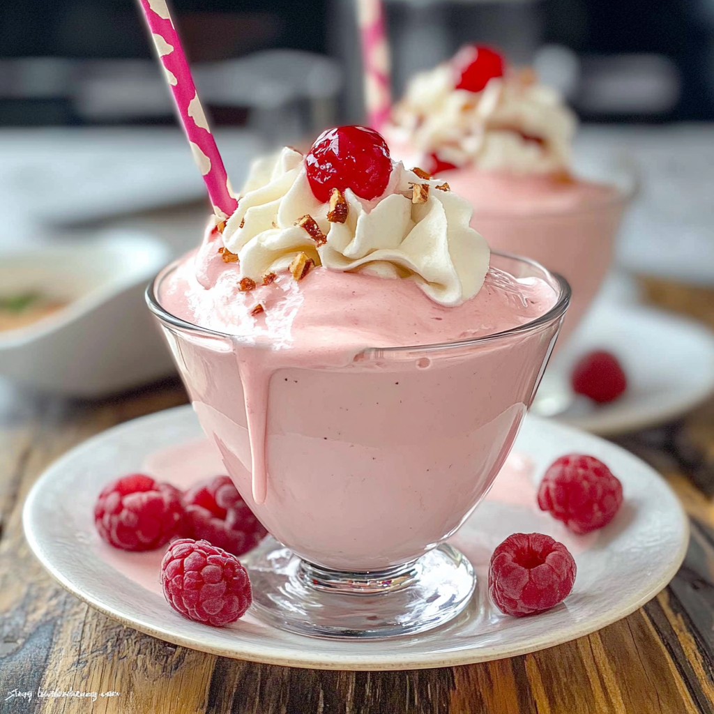 Recipe preparation for Delightful Pink Squirrel with Ice Cream