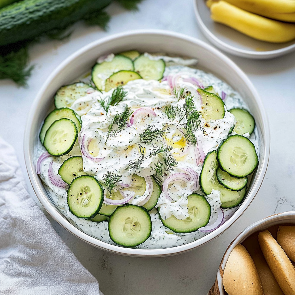 Recipe preparation for Cool and Creamy Cucumber Dill Dip