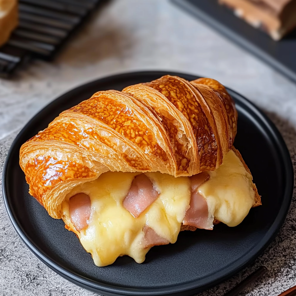 Recipe preparation for Air Fryer Ham Cheese Croissants