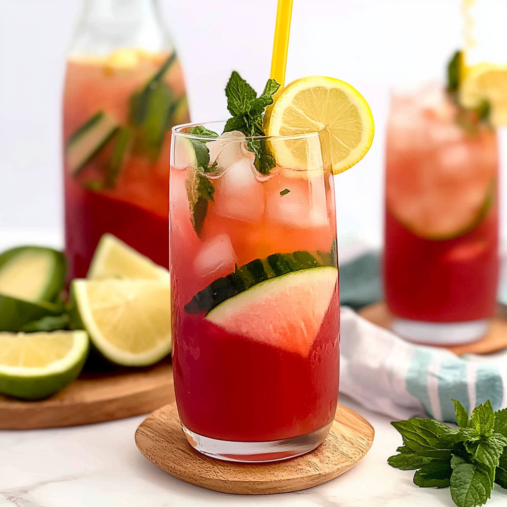 Recipe preparation for Watermelon Lemonade Recipe for Summer