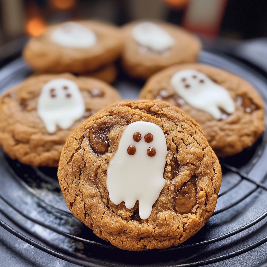 Recipe preparation for Spooky Ghost Brown Butter Pumpkin Cookies