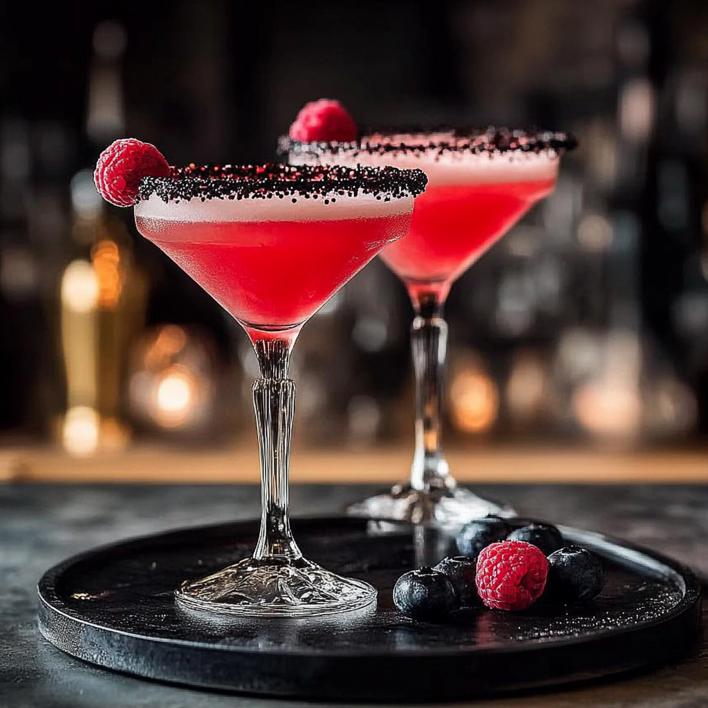 Recipe preparation for Vampire’s Kiss Champagne Cocktail
