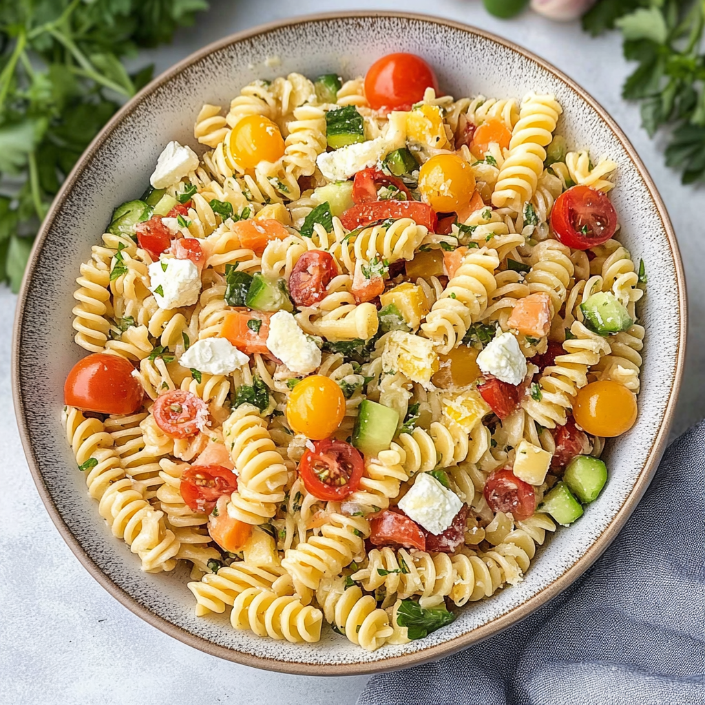 Recipe preparation for Pasta Salad with Italian Dressing