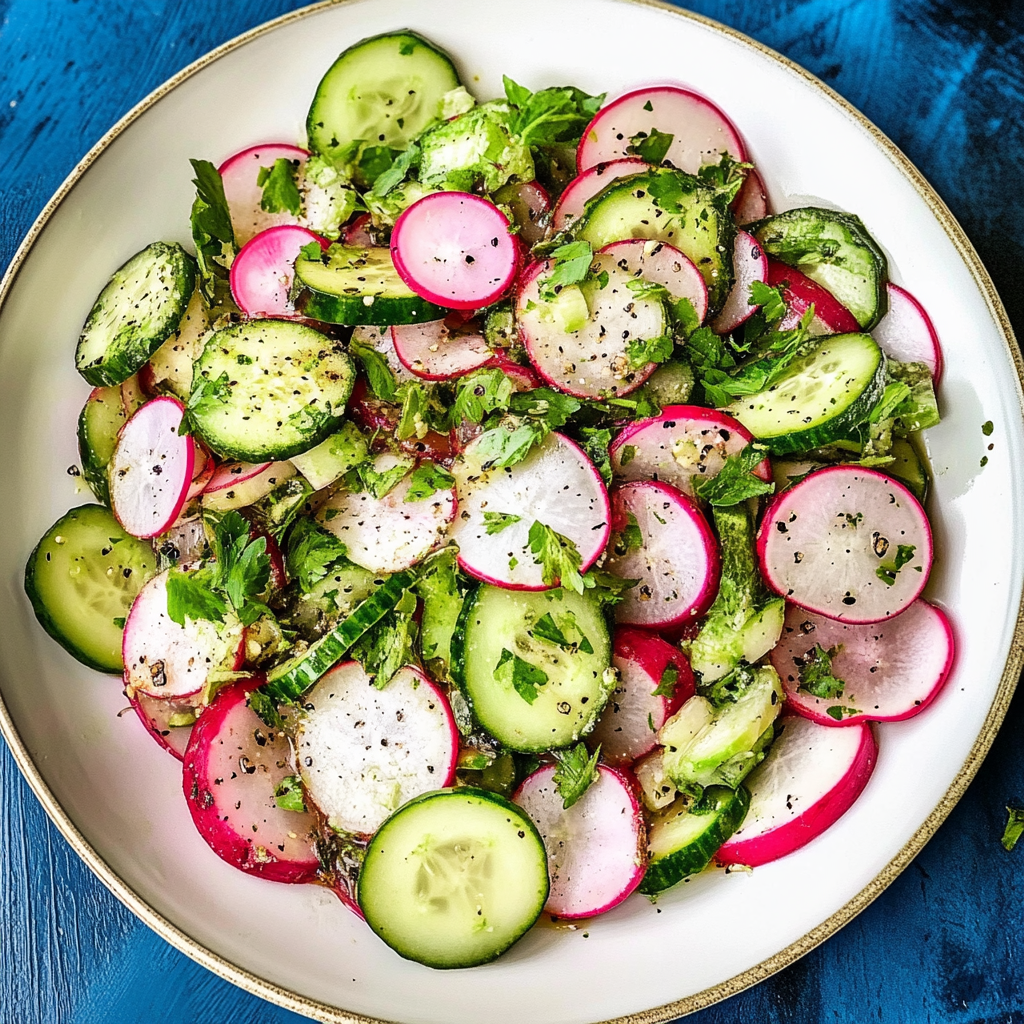 Recipe preparation for Cucumber Radish Salad