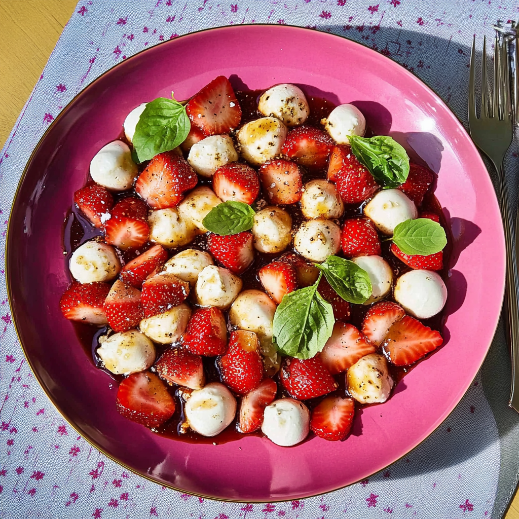 Recipe preparation for Balsamic Strawberry Caprese