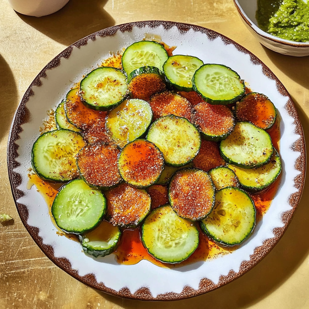 Recipe preparation for Spicy Marinated Mexican-style Cucumbers