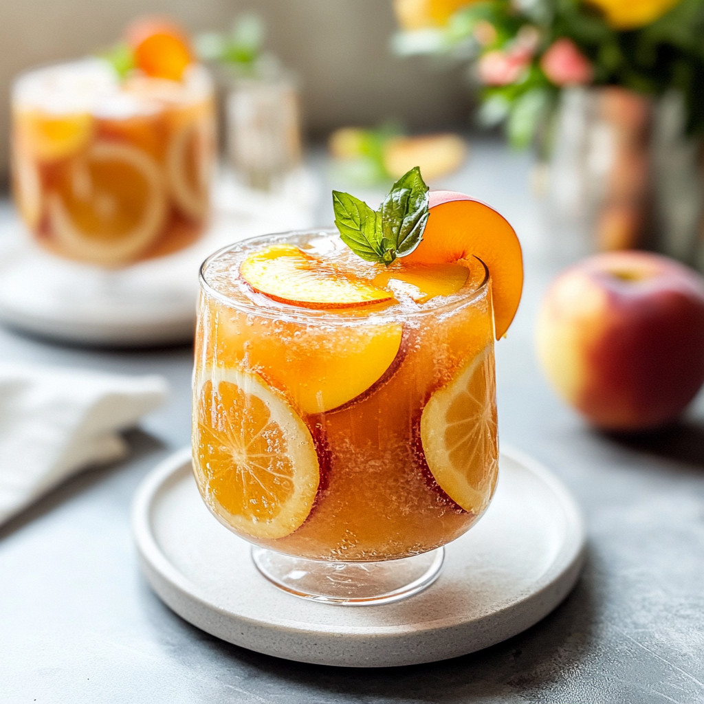 Recipe preparation for Refreshing Sweet Peach Lemonade