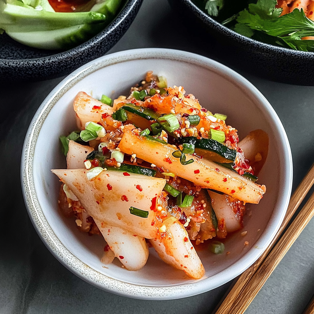Recipe preparation for Spicy Korean Pickled Radishes
