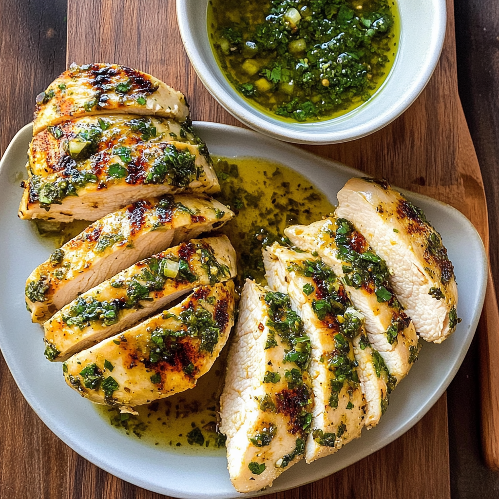 Recipe preparation for Chimichurri Chicken with Garlic