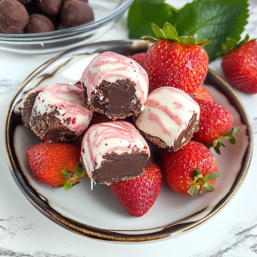 Recipe preparation for Strawberry Cheesecake Truffle Bombs