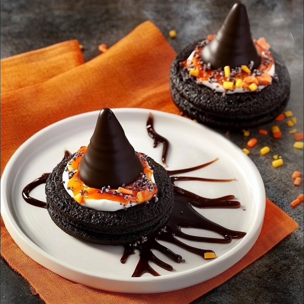 Recipe preparation for Tasty Oreo Witch Hat Cookies