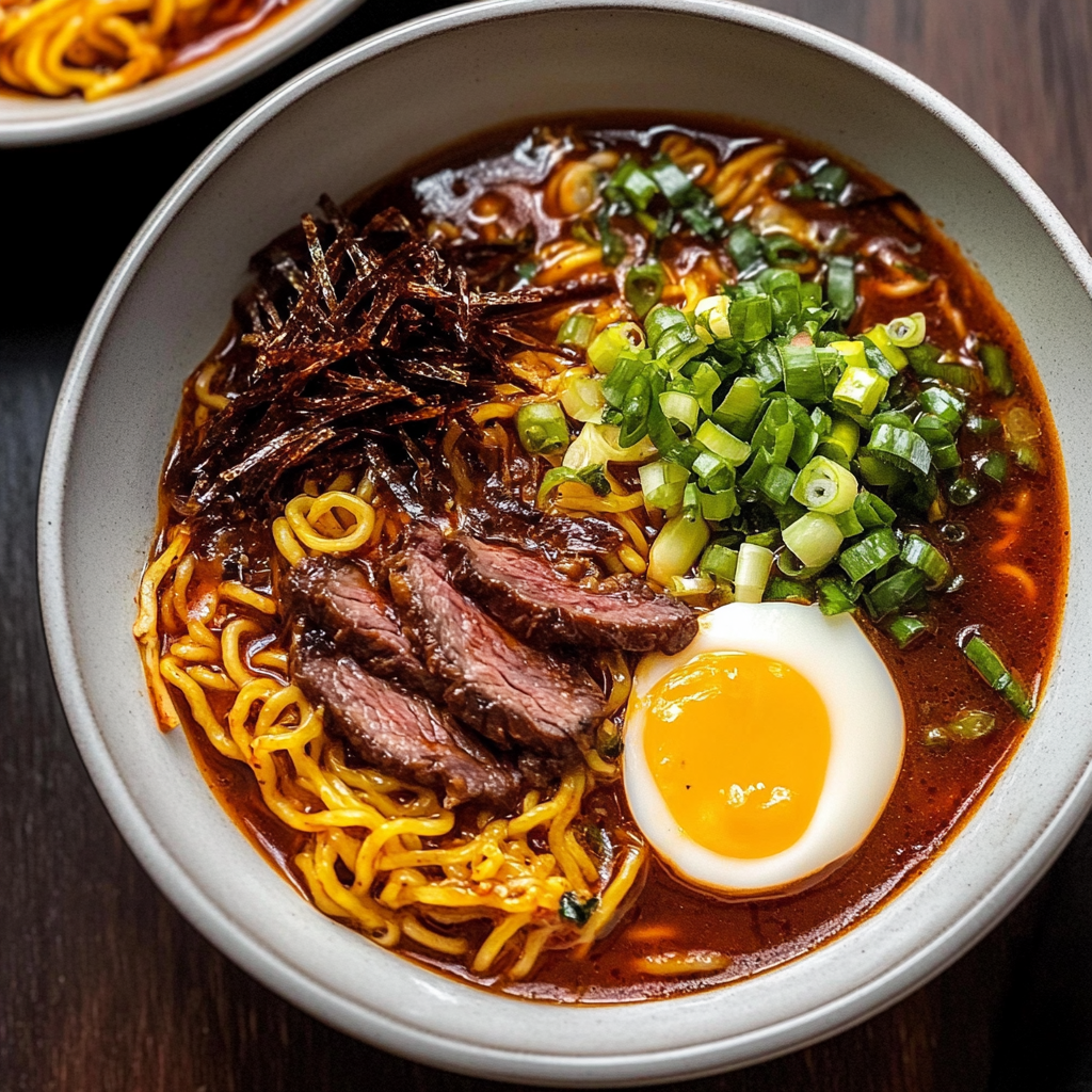 Recipe preparation for Grilled Beef Korean Ramen Recipe