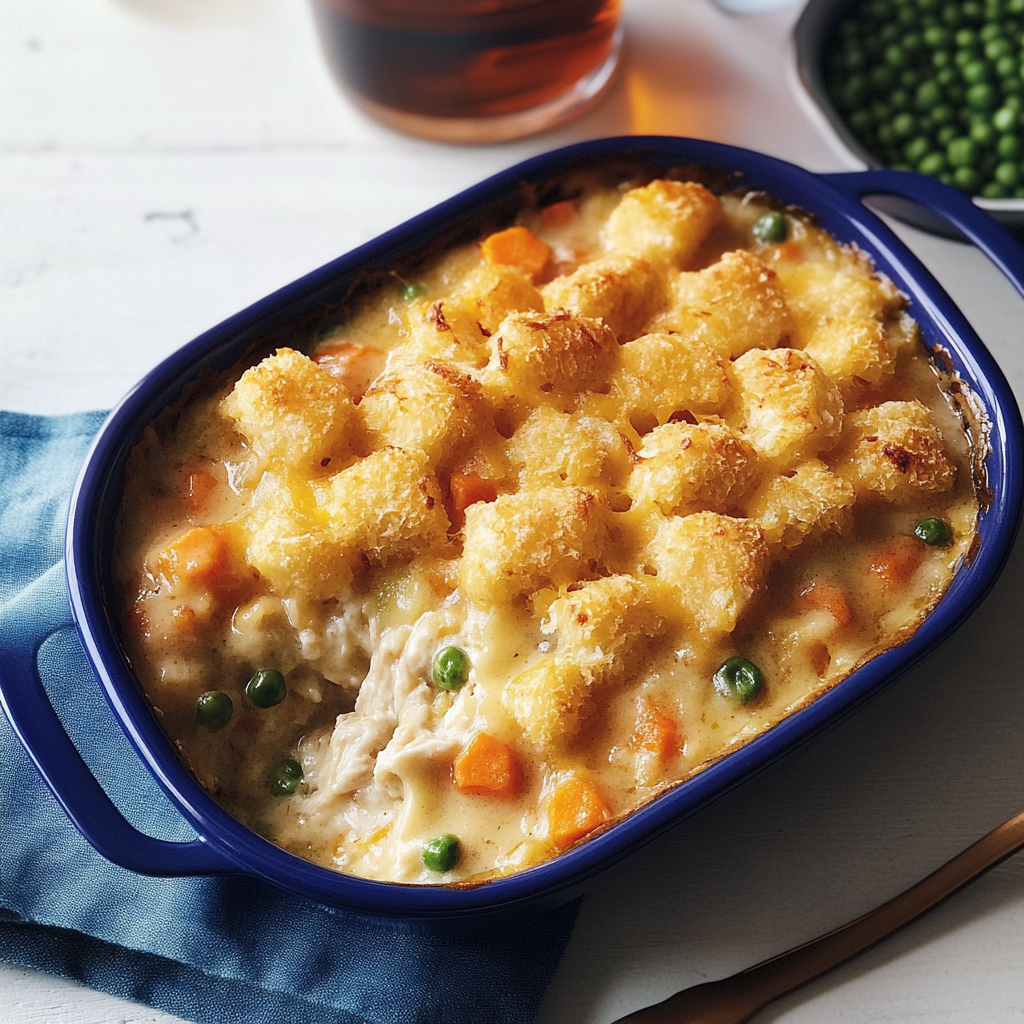 Recipe preparation for Tater Tot Chicken Pot Pie