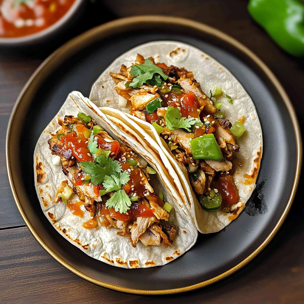 Recipe preparation for Korean Chicken Tacos with Caramelized Kimchi Recipe