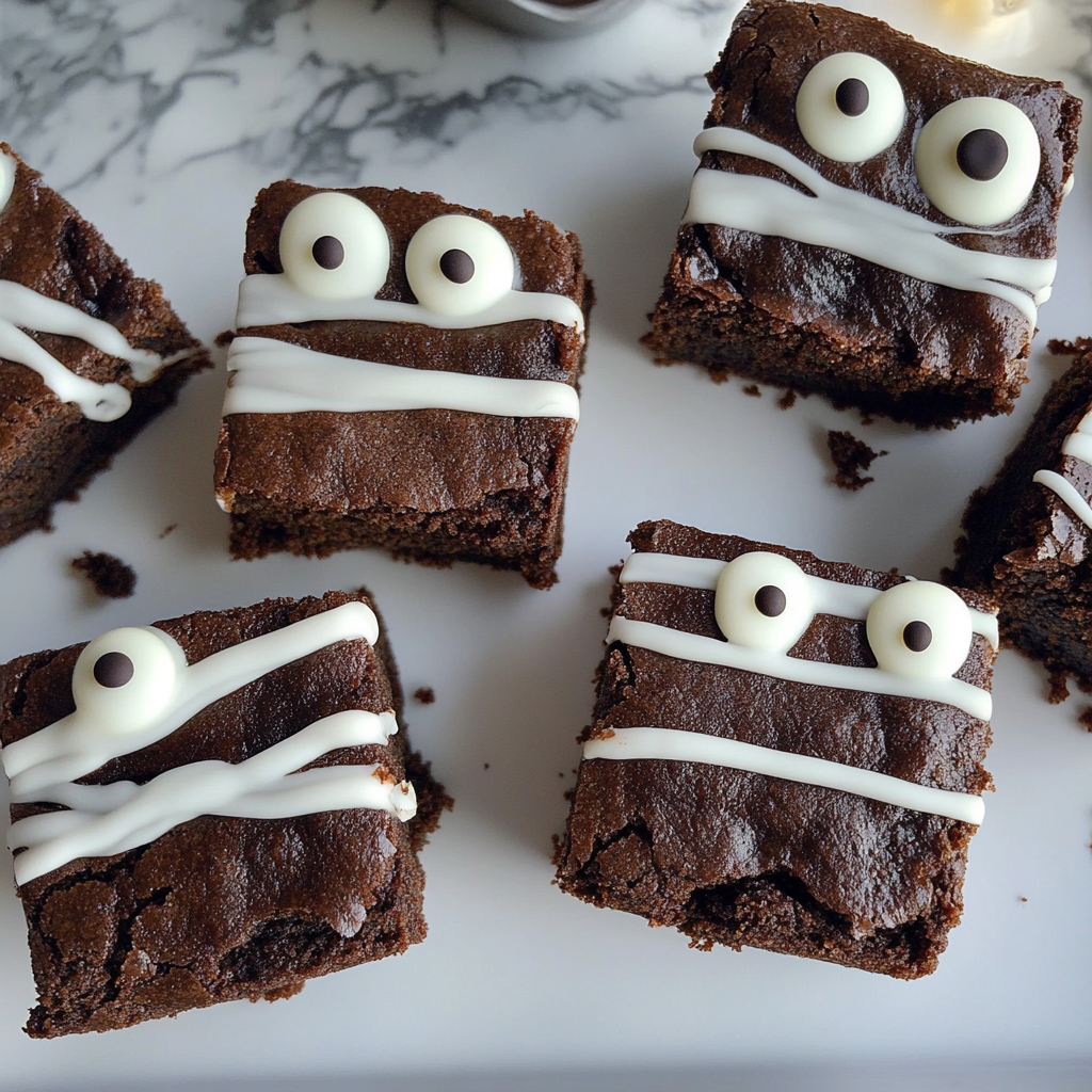 Recipe preparation for Halloween Brownies with Edible Eyes and White Chocolate
