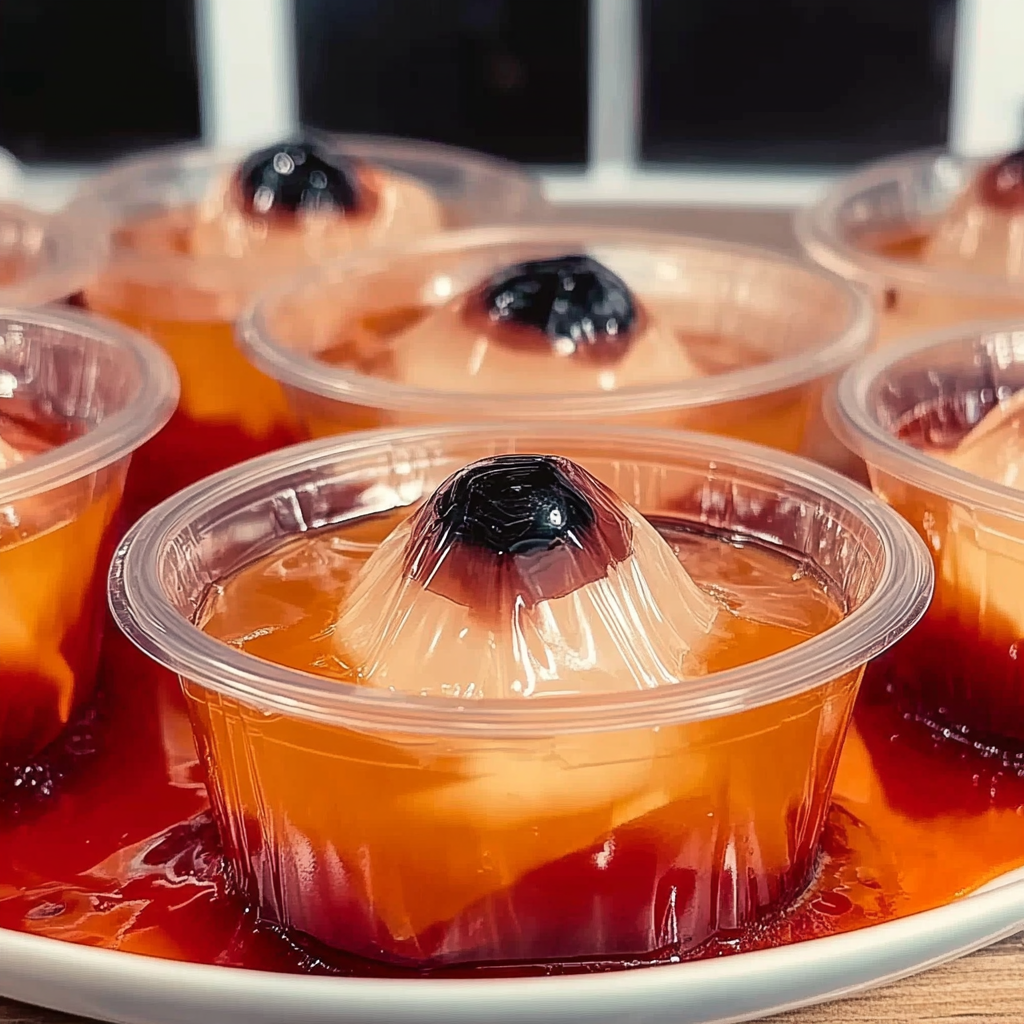 Recipe preparation for Delicious Halloween Eyeball Jello Shots Recipe