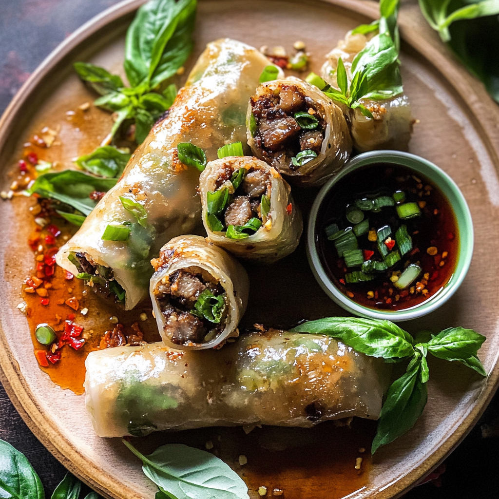 Recipe preparation for Quick and Delicious 20 Minute Thai Basil Beef Rolls