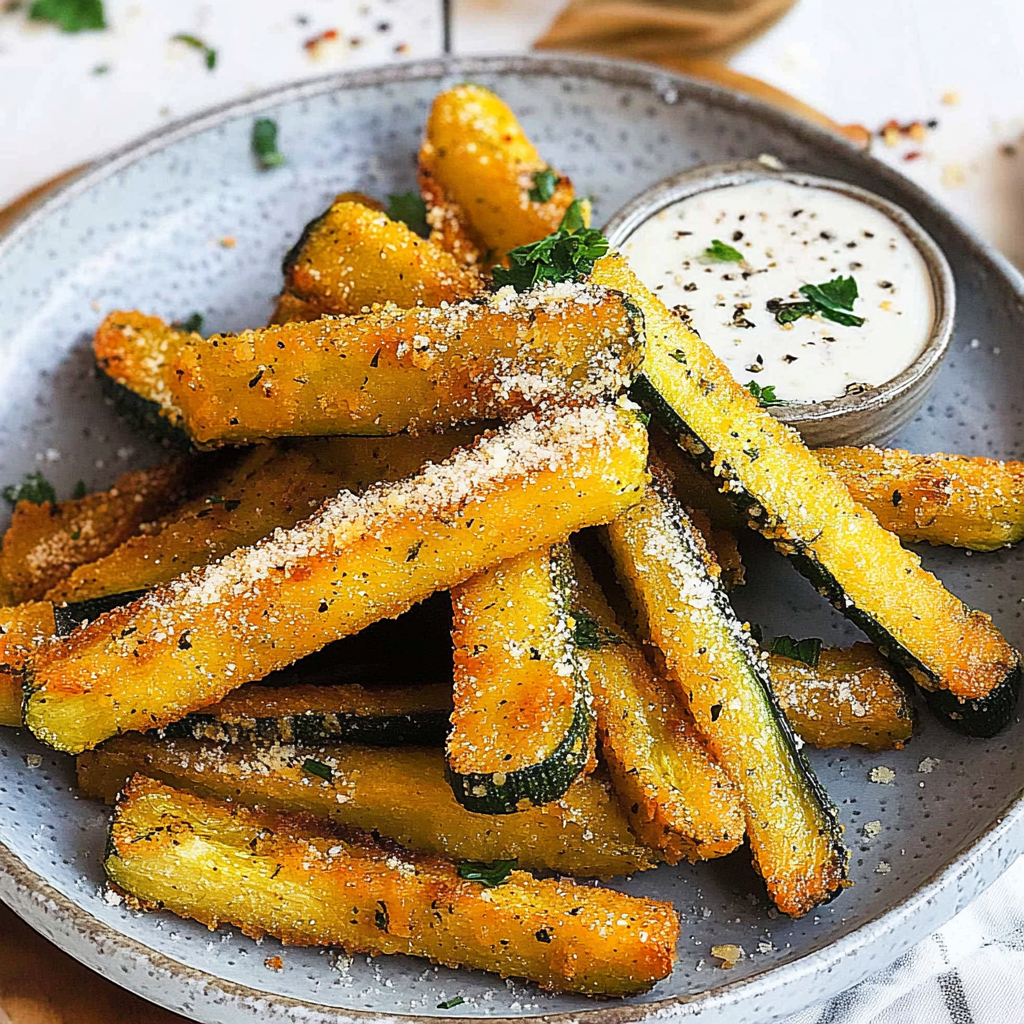 Recipe preparation for Easy Parmesan Zucchini Fries