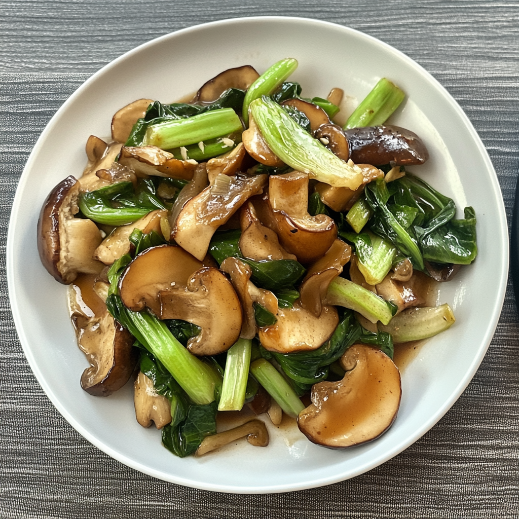 Recipe preparation for Bok Choy and Mushroom Stir Fry