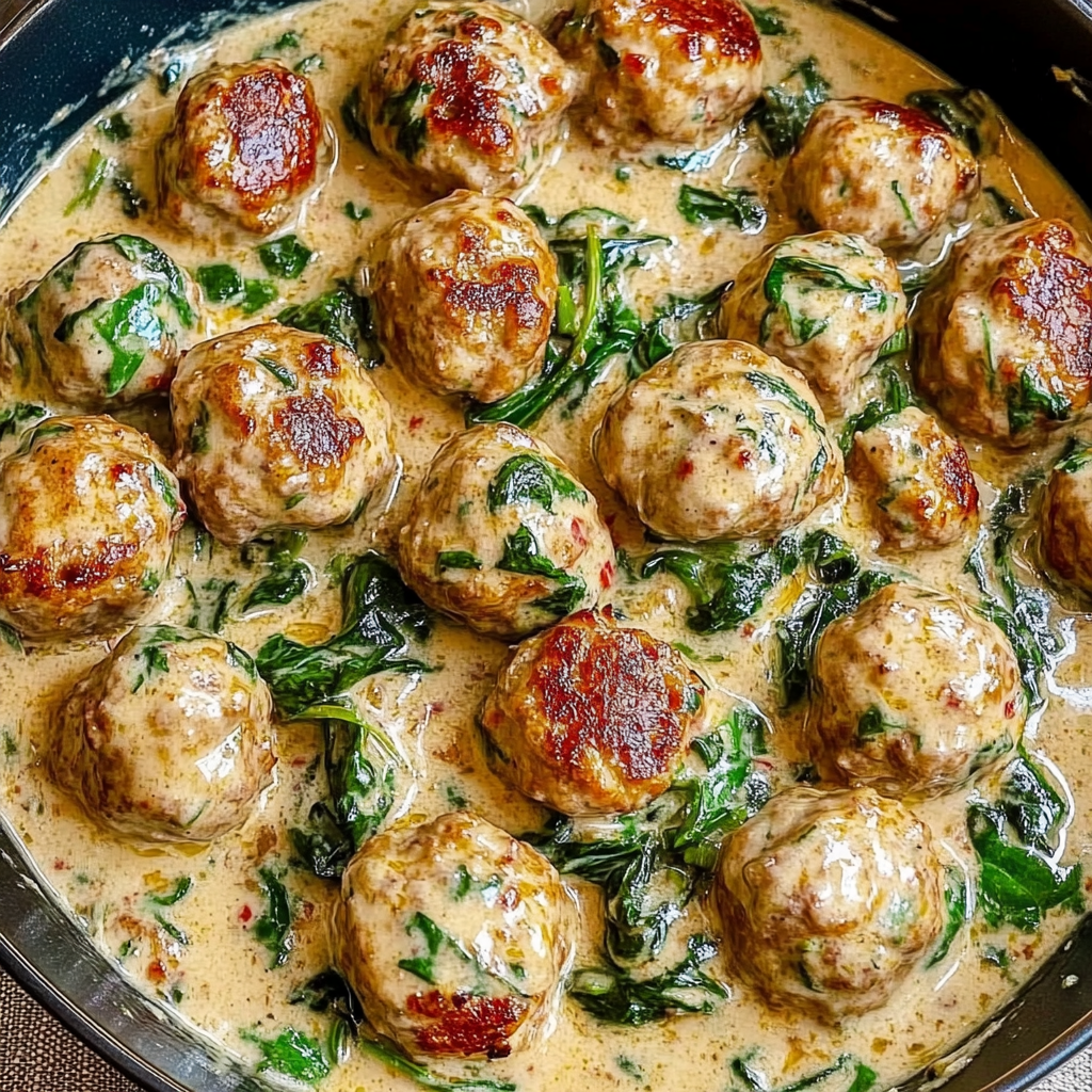 Recipe preparation for Creamy Spinach Turkey Meatballs