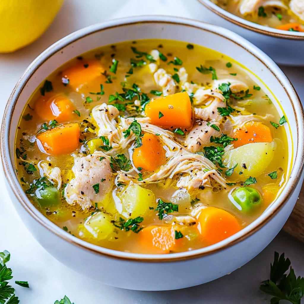 Recipe preparation for Simple Lemony Chicken Soup with Spring Veggies