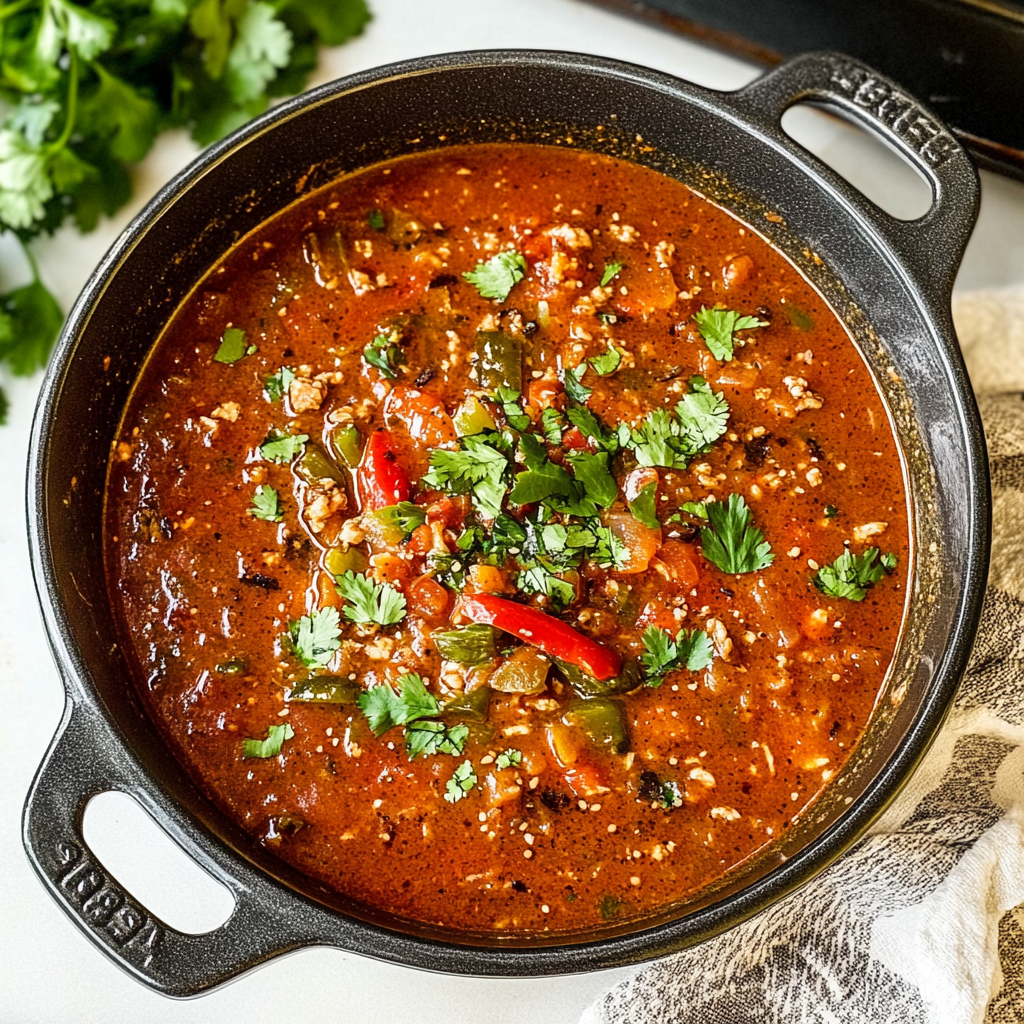 Recipe preparation for High Protein Stuffed Pepper Soup