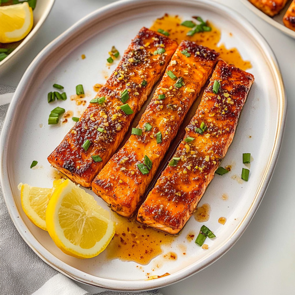 Recipe preparation for brown sugar glazed salmon with garlic butter