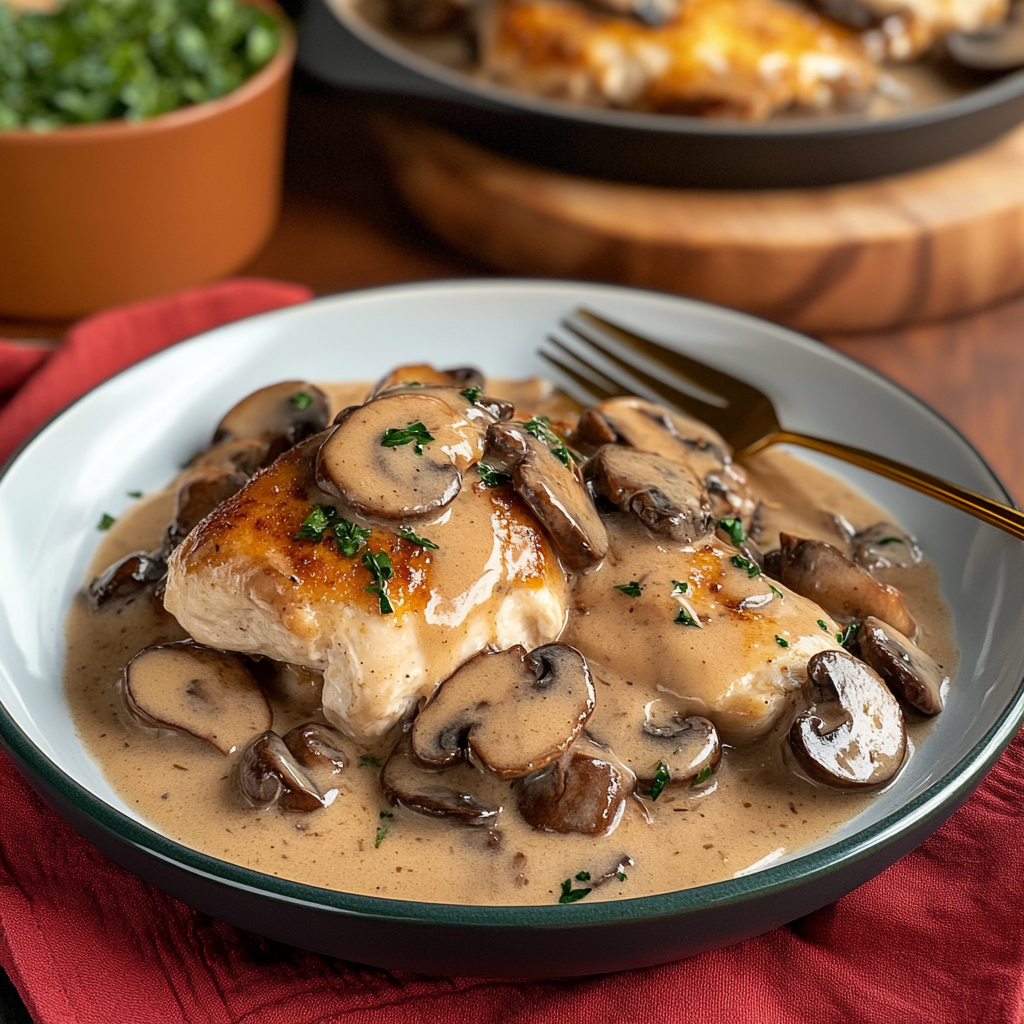Recipe preparation for mushroom marsala chicken