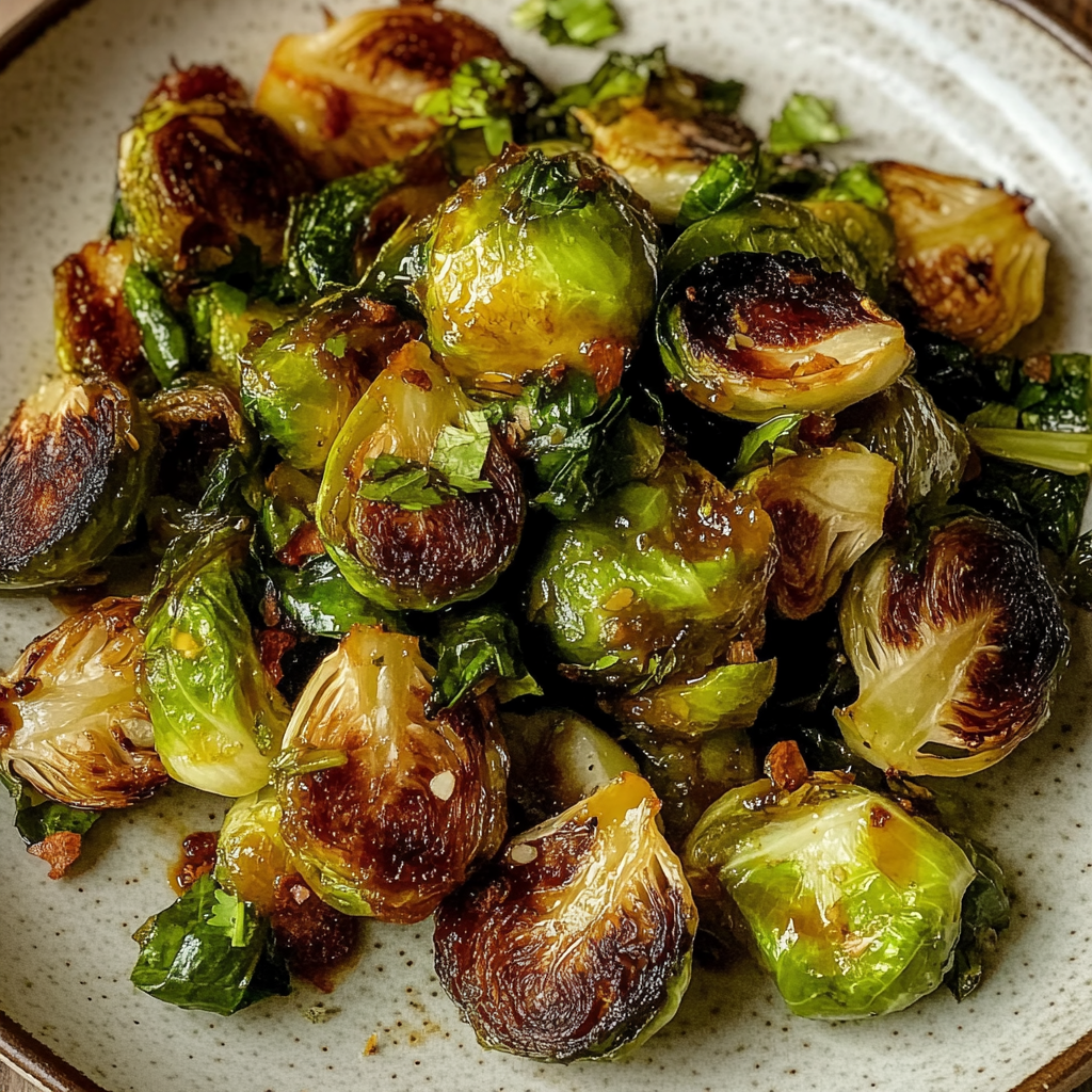 Recipe preparation for Miso-Glazed Brussels Sprouts with Lime