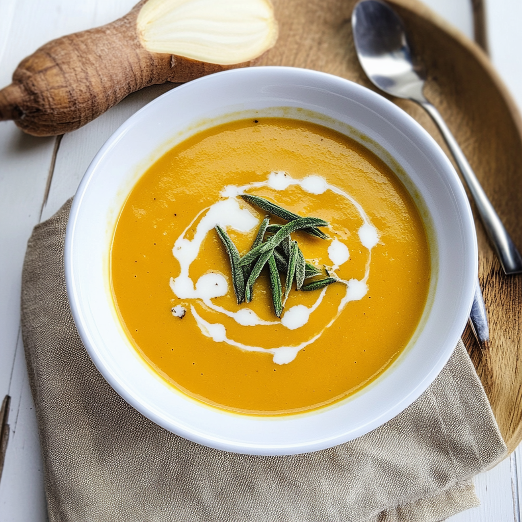 Recipe preparation for Creamy Butternut Squash Soup