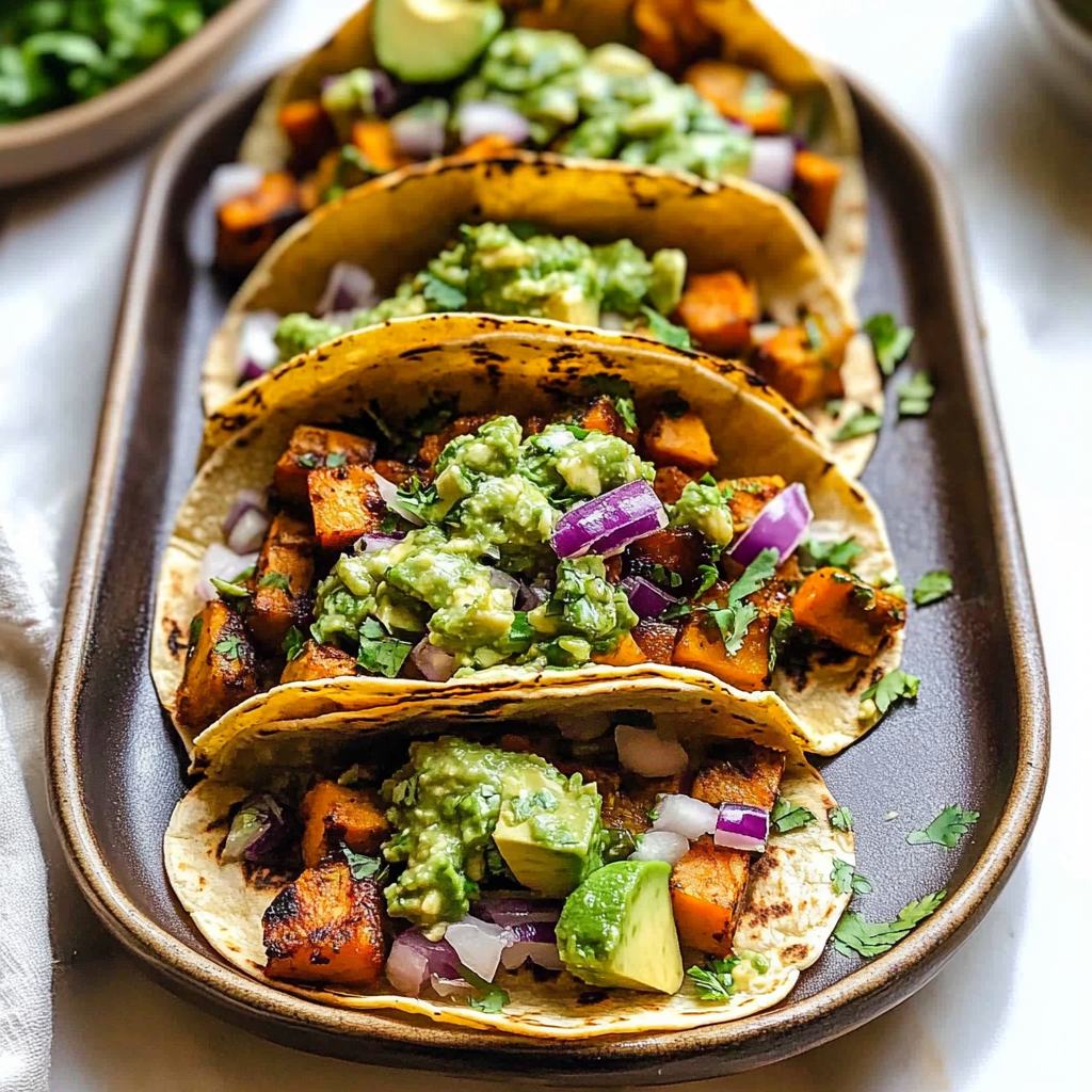 Recipe preparation for Butternut Squash Tacos with Avocado Salsa