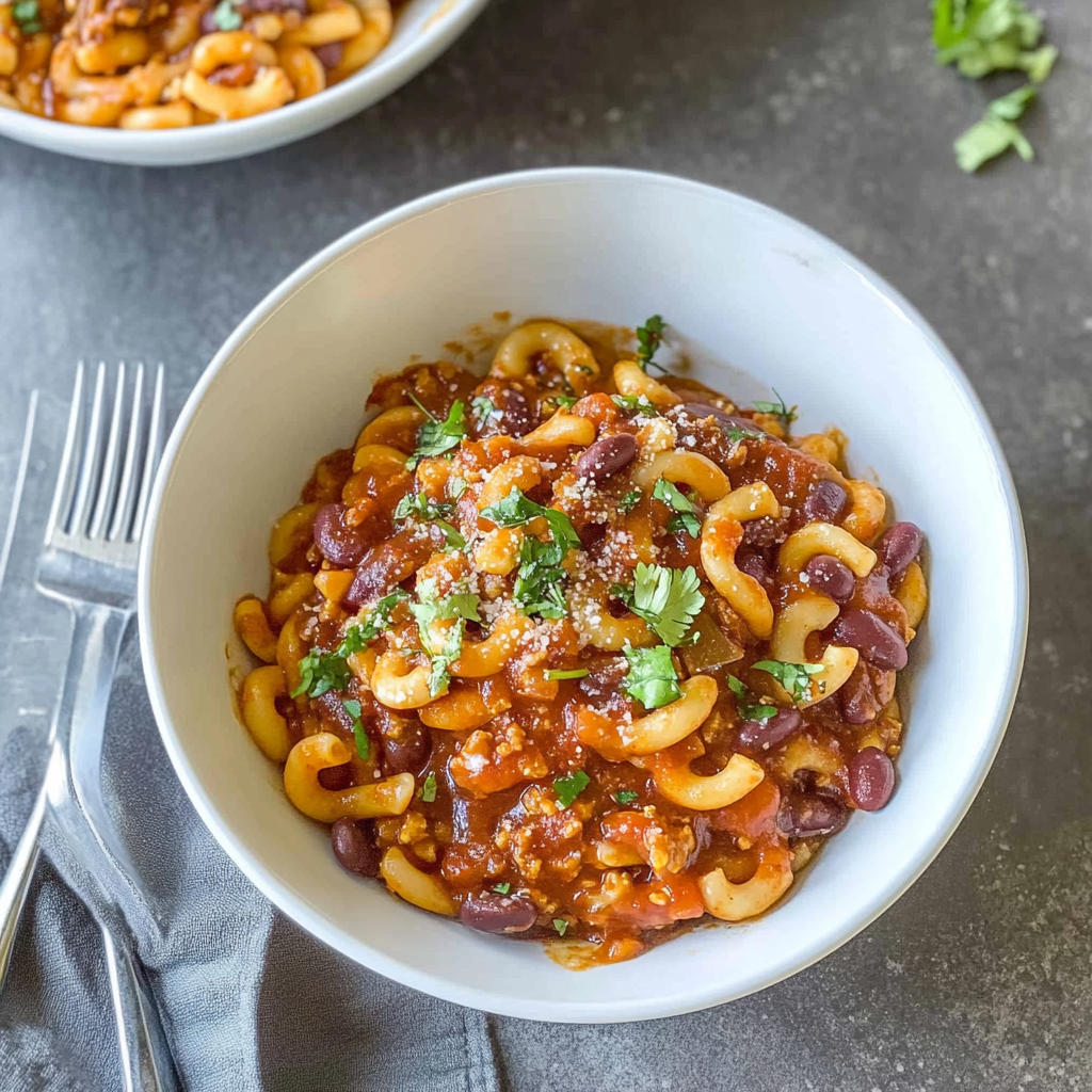 Recipe preparation for one-pot vegan chili mac