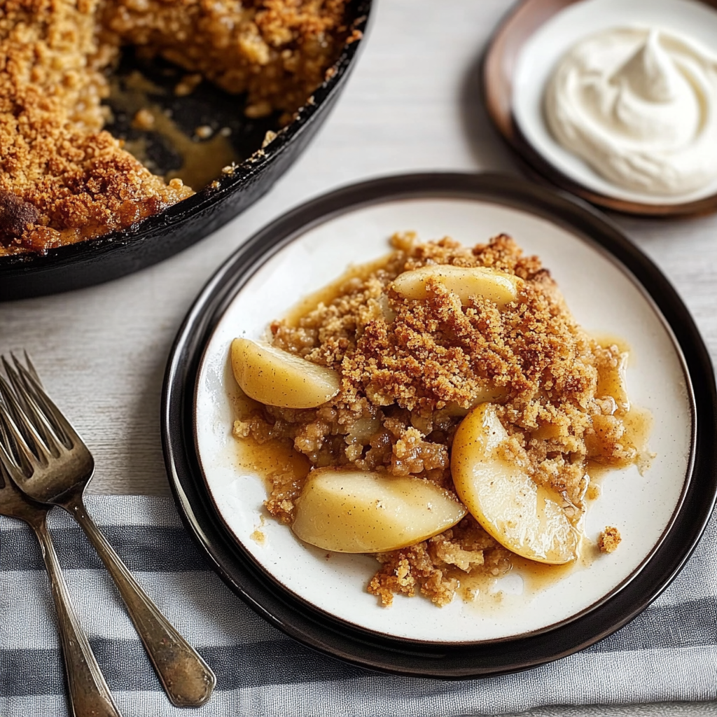 Recipe preparation for Spiced Pear & Gingerbread Crumble