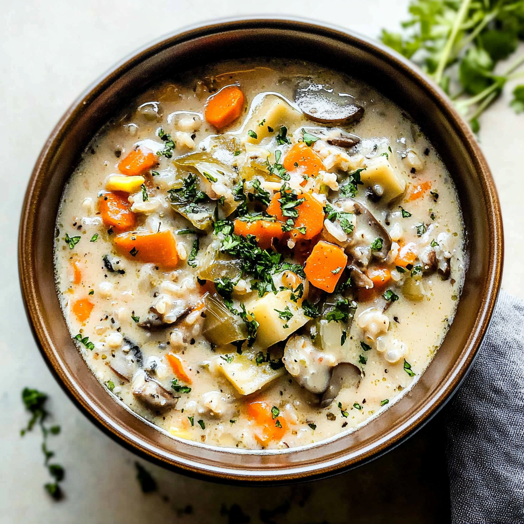 Recipe preparation for Cozy Autumn Wild Rice Soup