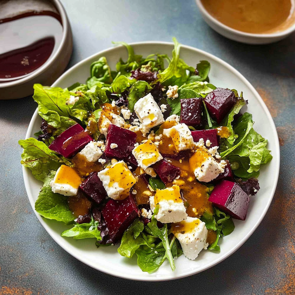 Recipe preparation for Roasted Beet and Goat Cheese Salad