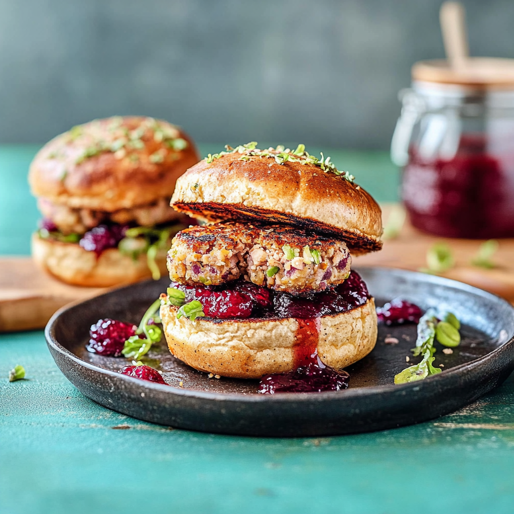 Recipe preparation for 30 minute Cranberry-Walnut Turkey Burgers