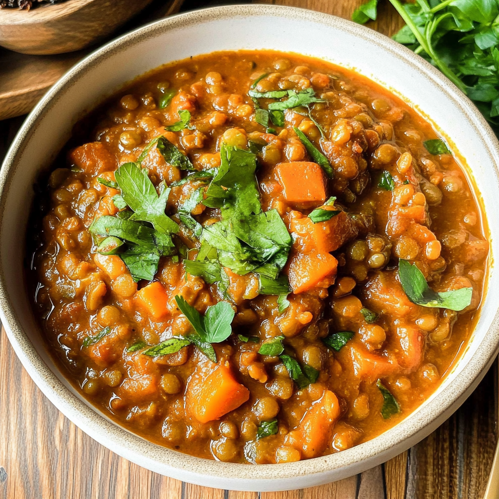Recipe preparation for Moroccan Lentil & Apricot Stew