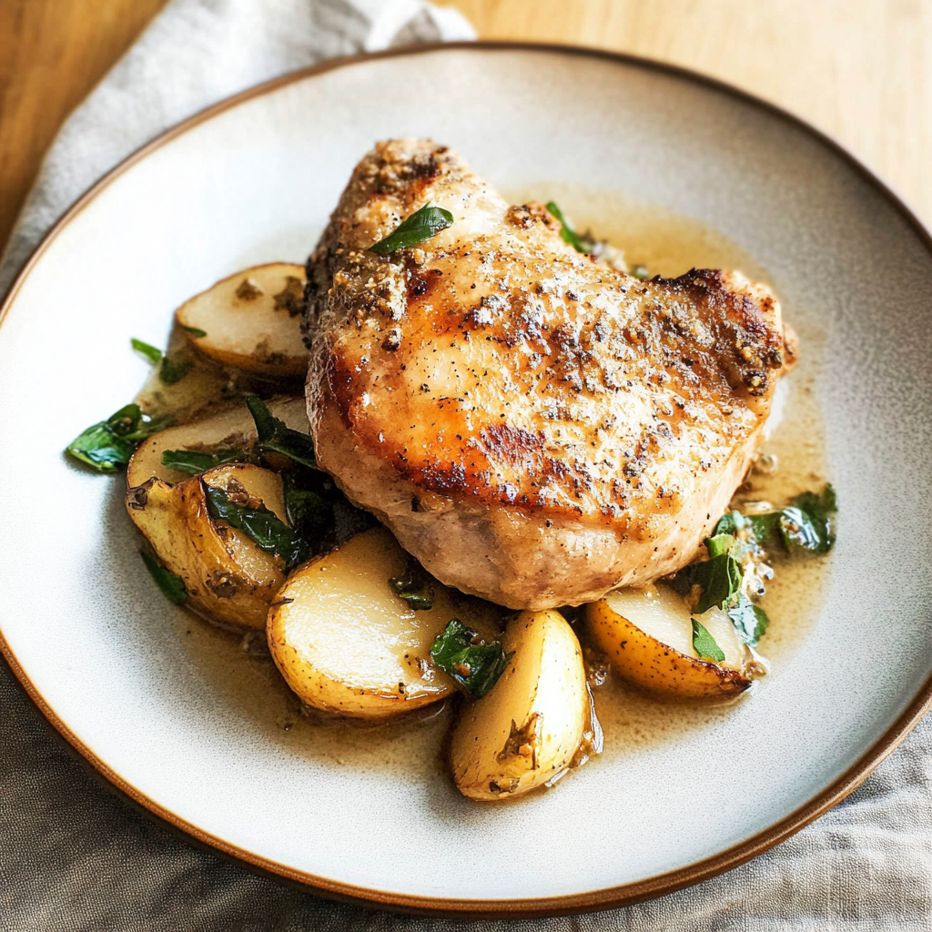Recipe preparation for 30 minute Pear & Gorgonzola Stuffed Pork Chops