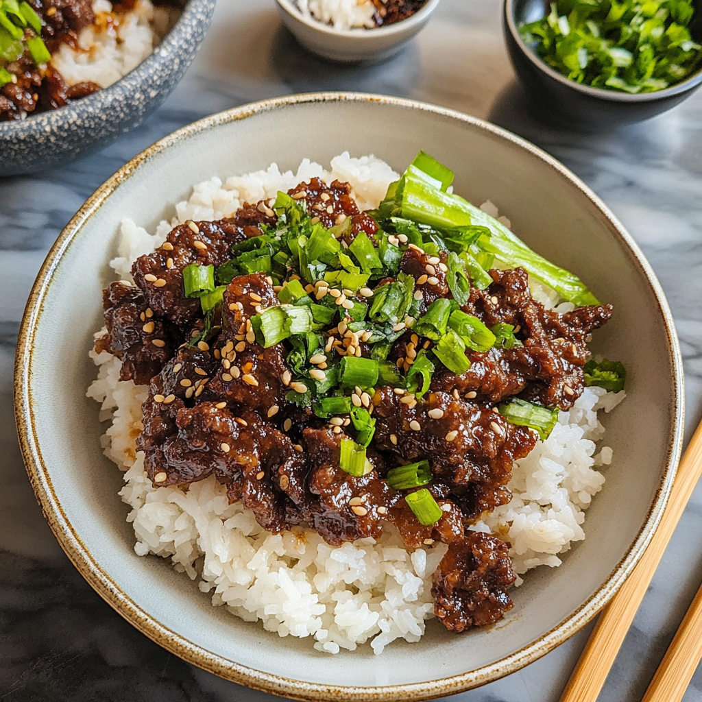 Recipe preparation for Korean Bulgogi Beef & Rice
