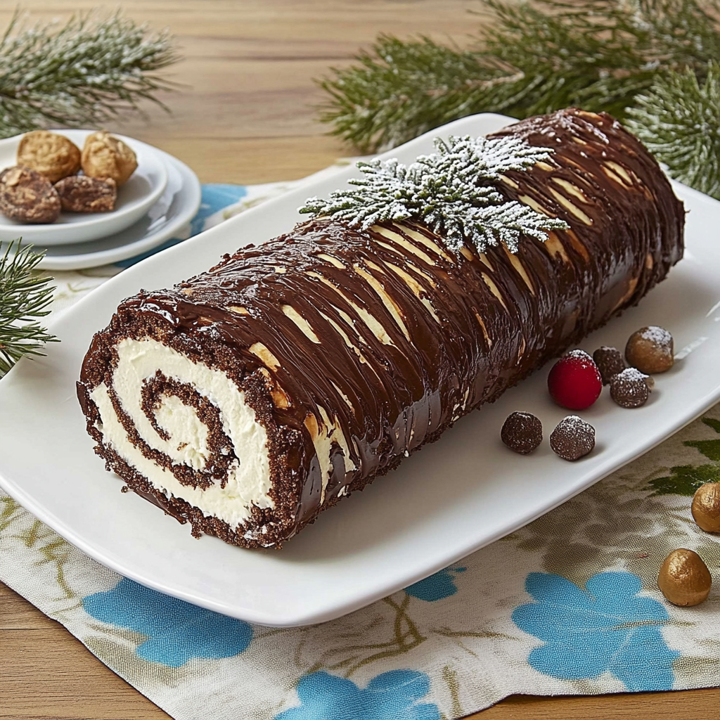 Recipe preparation for Chocolate Yule Log Swiss Roll