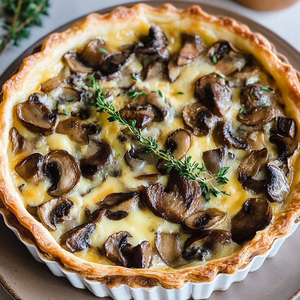 Recipe preparation for Truffle & Mushroom Tart