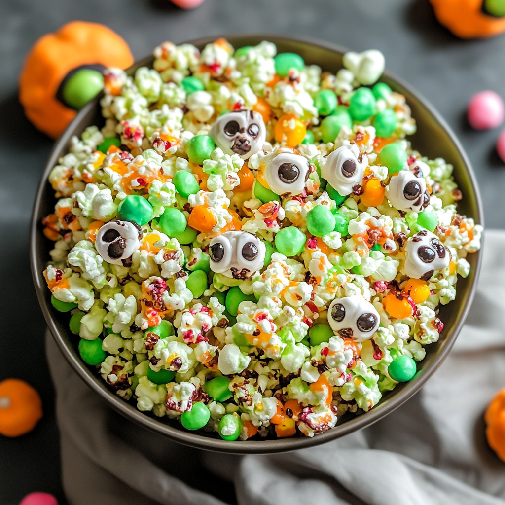 Recipe preparation for Frankenstein Popcorn