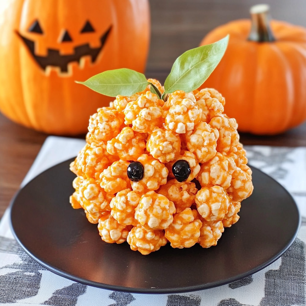 Recipe preparation for Jack-O’-Lantern Popcorn Balls