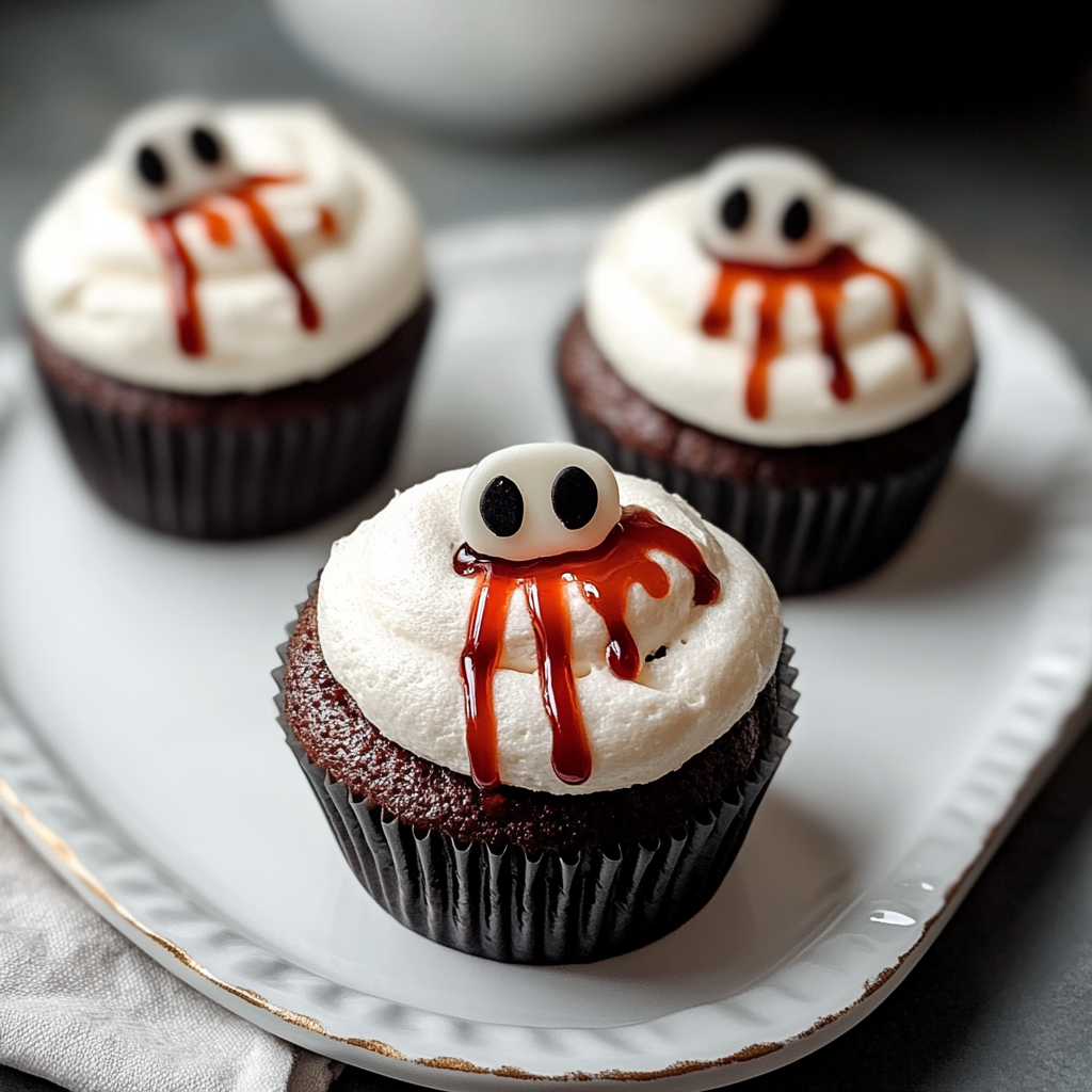 Recipe preparation for Vampire Bite Halloween Cupcakes