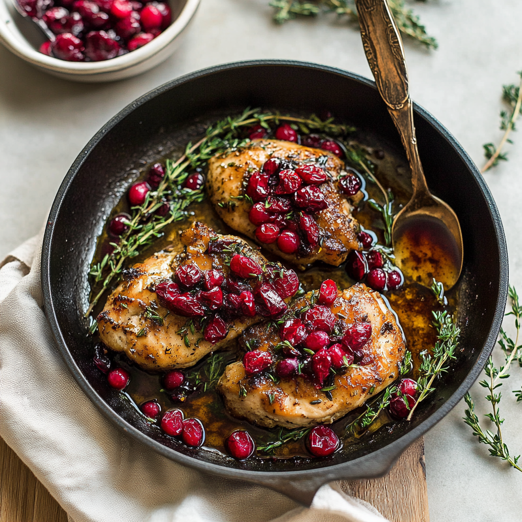 Recipe preparation for Cranberry Chicken with Herbs