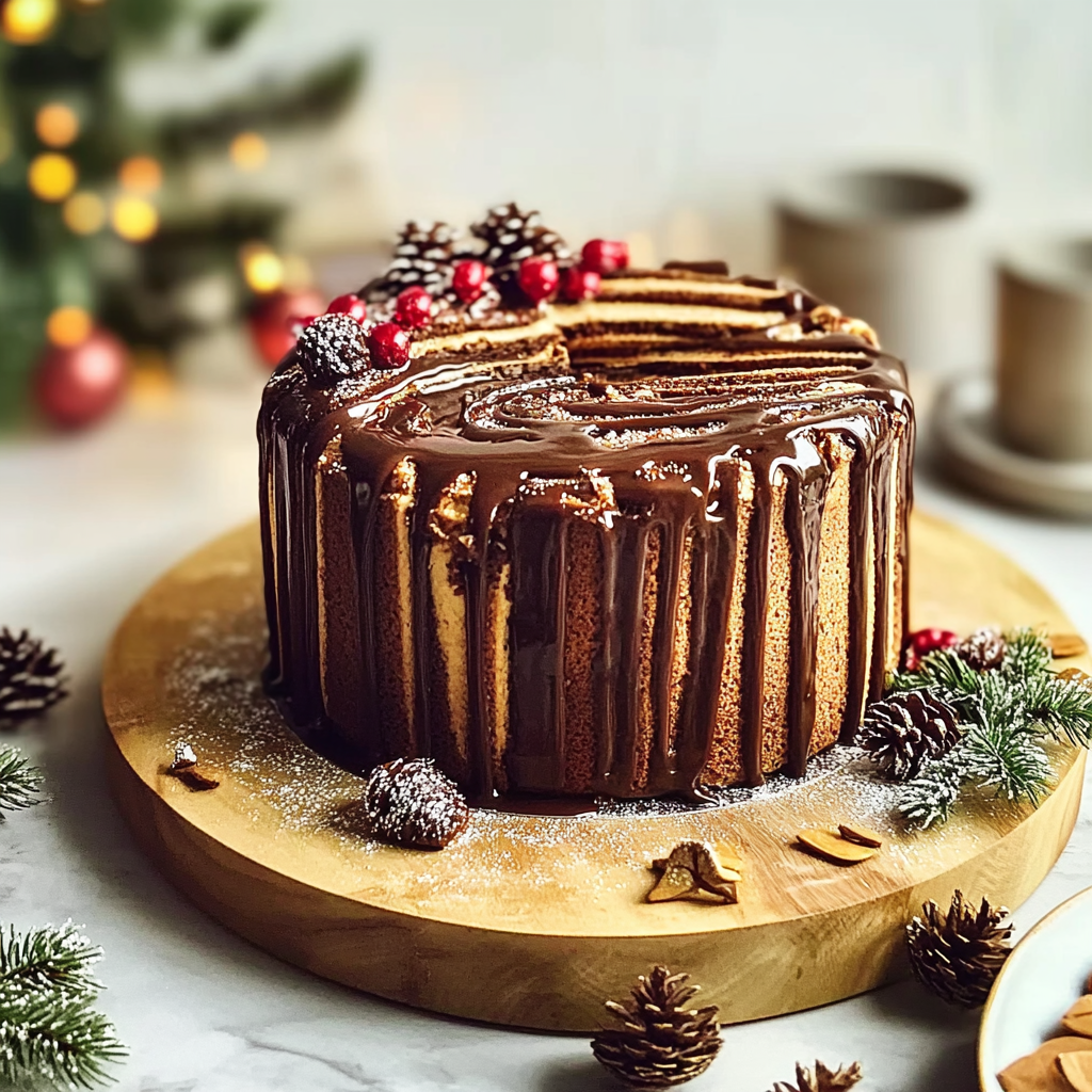 Recipe preparation for Delicious Christmas Yule Log Sheet Cake