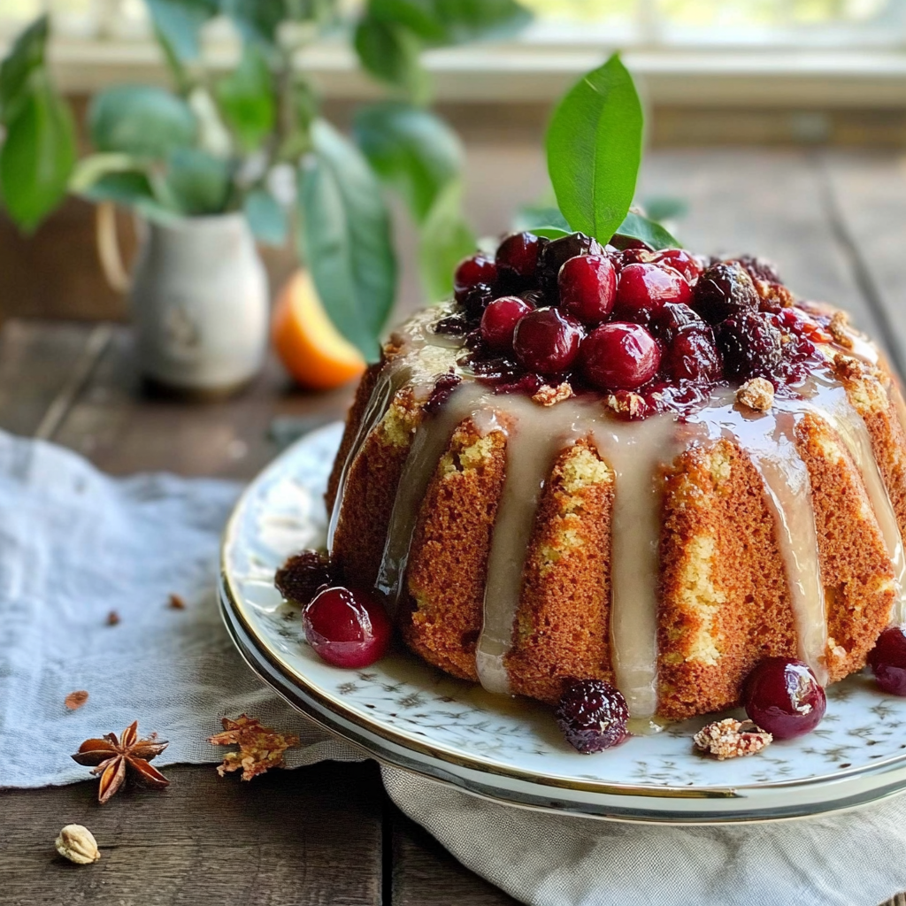 Recipe preparation for Cranberry Cake with Orange Glaze